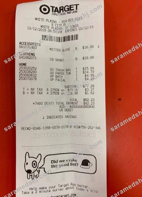 Target corporation payment receipt